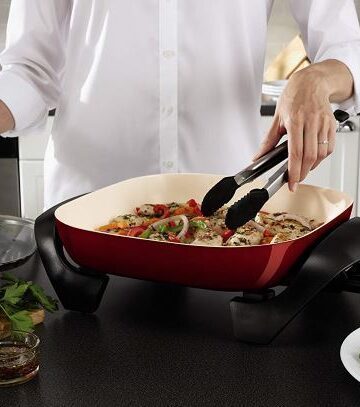 preparing food oster electric skillet image