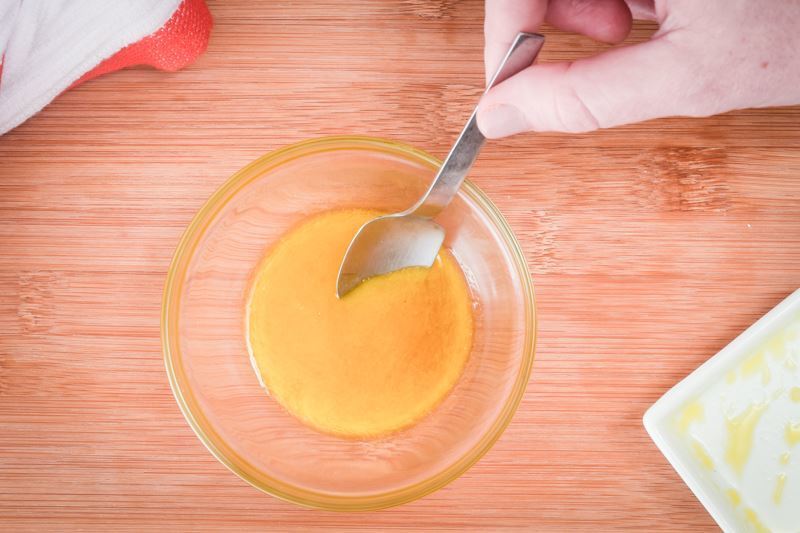 How to Make Pretzel Bread Step 3-2 Mixing butter in bowl.