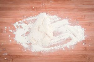 Floured surface with dough.