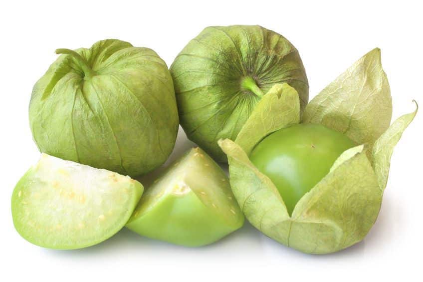 Fresh Green Tomatillos Fresh green tomatillos (Physalis philadelphica) with a husk on white background