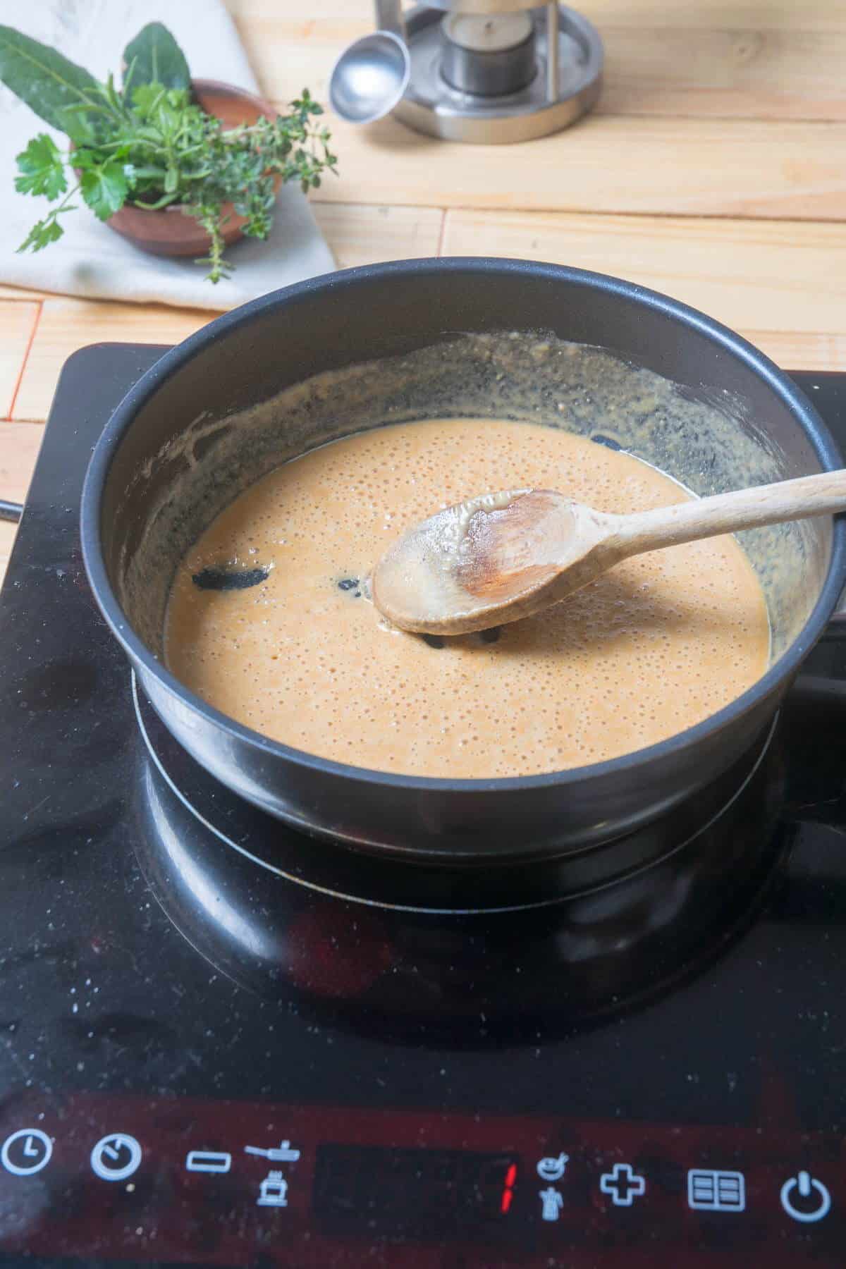 Roux in frying pan.