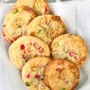 Christmas cookies on serving tray.