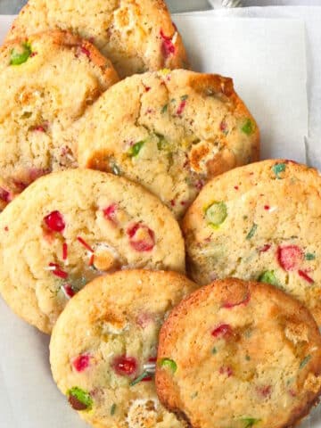 Christmas cookies on serving tray.