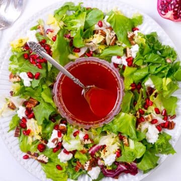 Christmas wreath salad on white background.