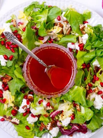 Christmas wreath salad on white background.
