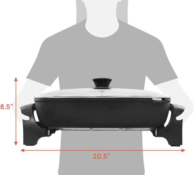 Elite Gourmet Skillet Elite Gourmet Skillet with dimensions shown.