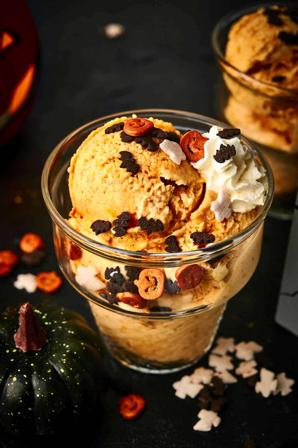 Halloween ice cream on black background.