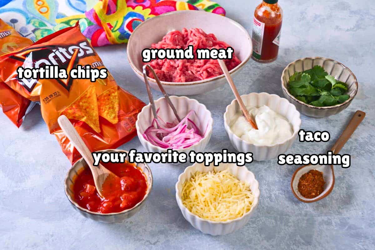 Taco in a bag/walking taco ingredients prepped and labeled.
