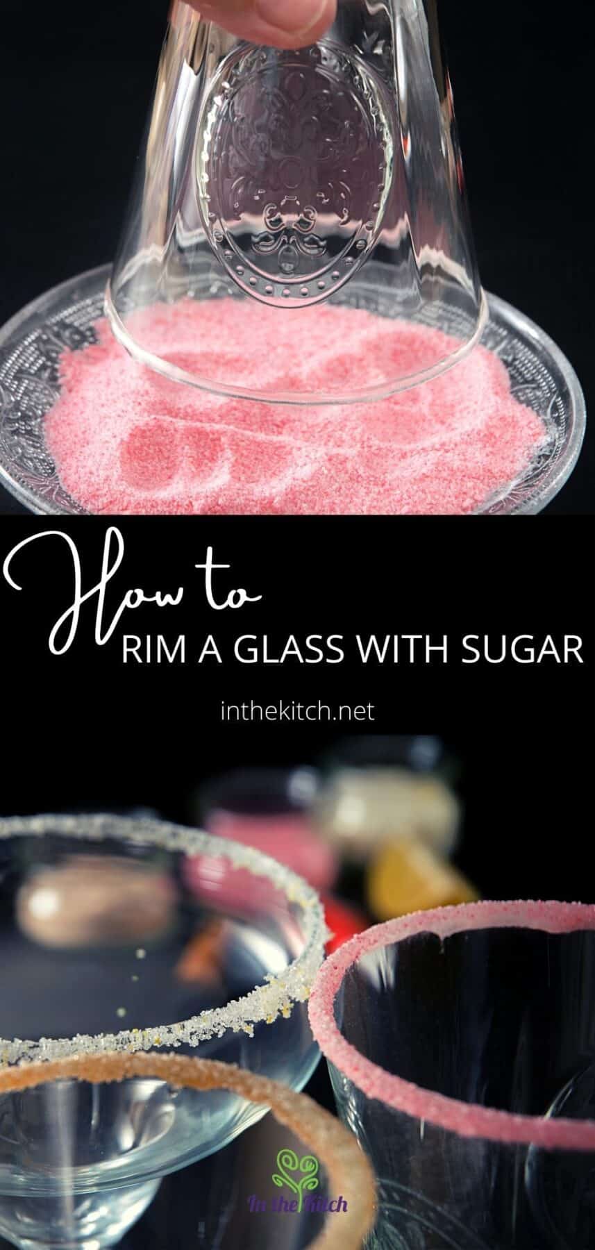 Sugar rim on cocktail glasses.