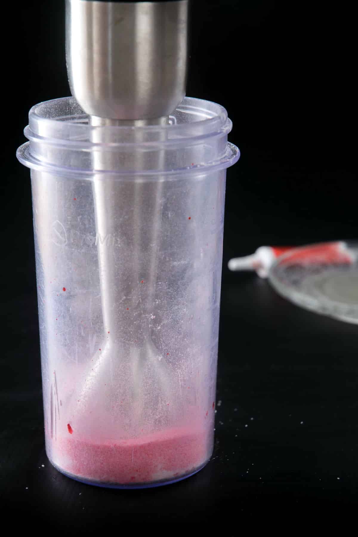 Blender with pink sugar.