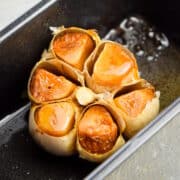 Roasted garlic head/bulb in tin.