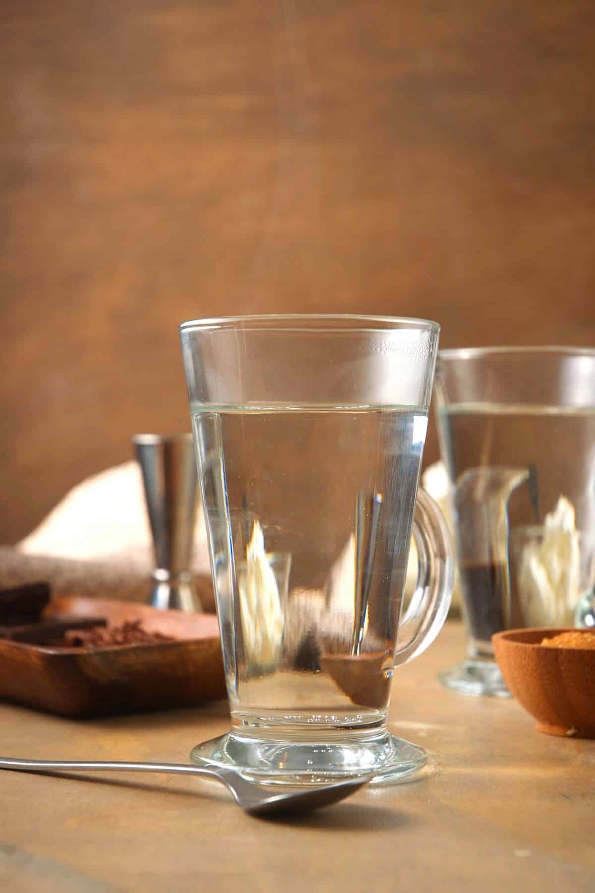 Hot water in coffee mug.