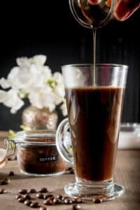 Coffee in a mug with vanilla.