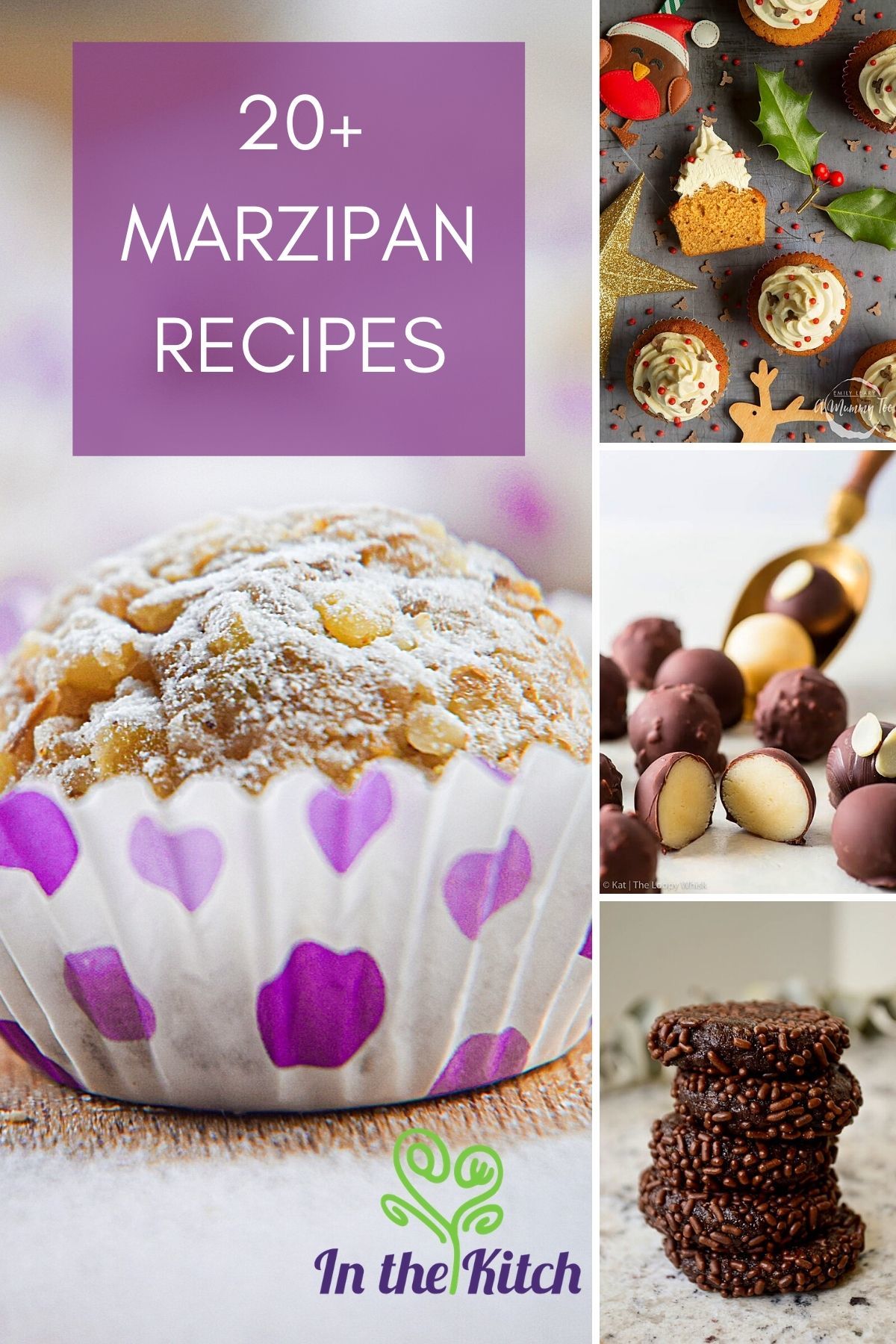 Marzipan recipes collage with text overlay that says '20+ Marzipan Recipes'.