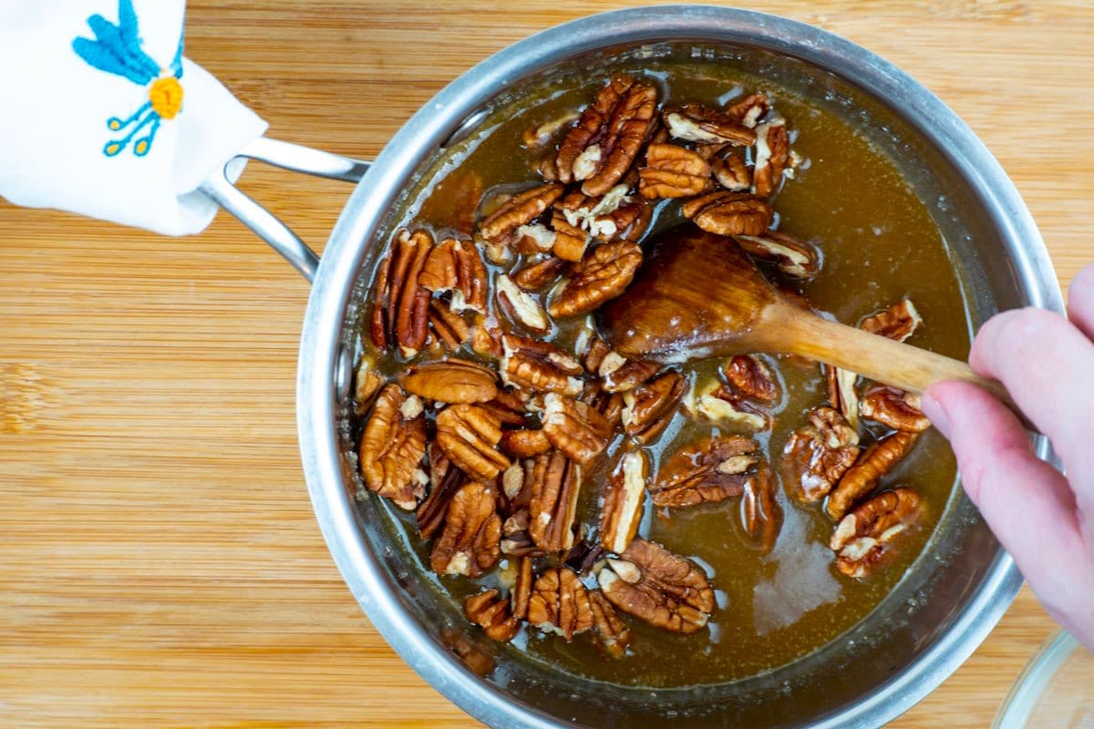 How to Make Pralines Step 5 Pralines in saucepan.