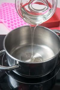 White corn syrup in saucepan.