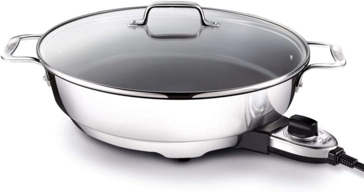 All Clad stainless steel electric skillet.