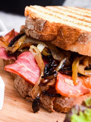 Bacon butty sandwich on board.