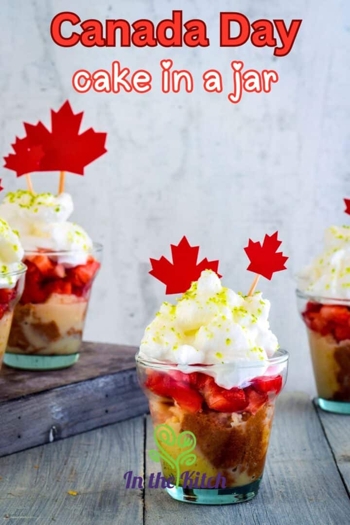 Canada Day cakes with text overlay that says 'Canada Day cake in a jar'.