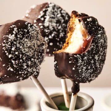 Cheesecake cake pops in holder.