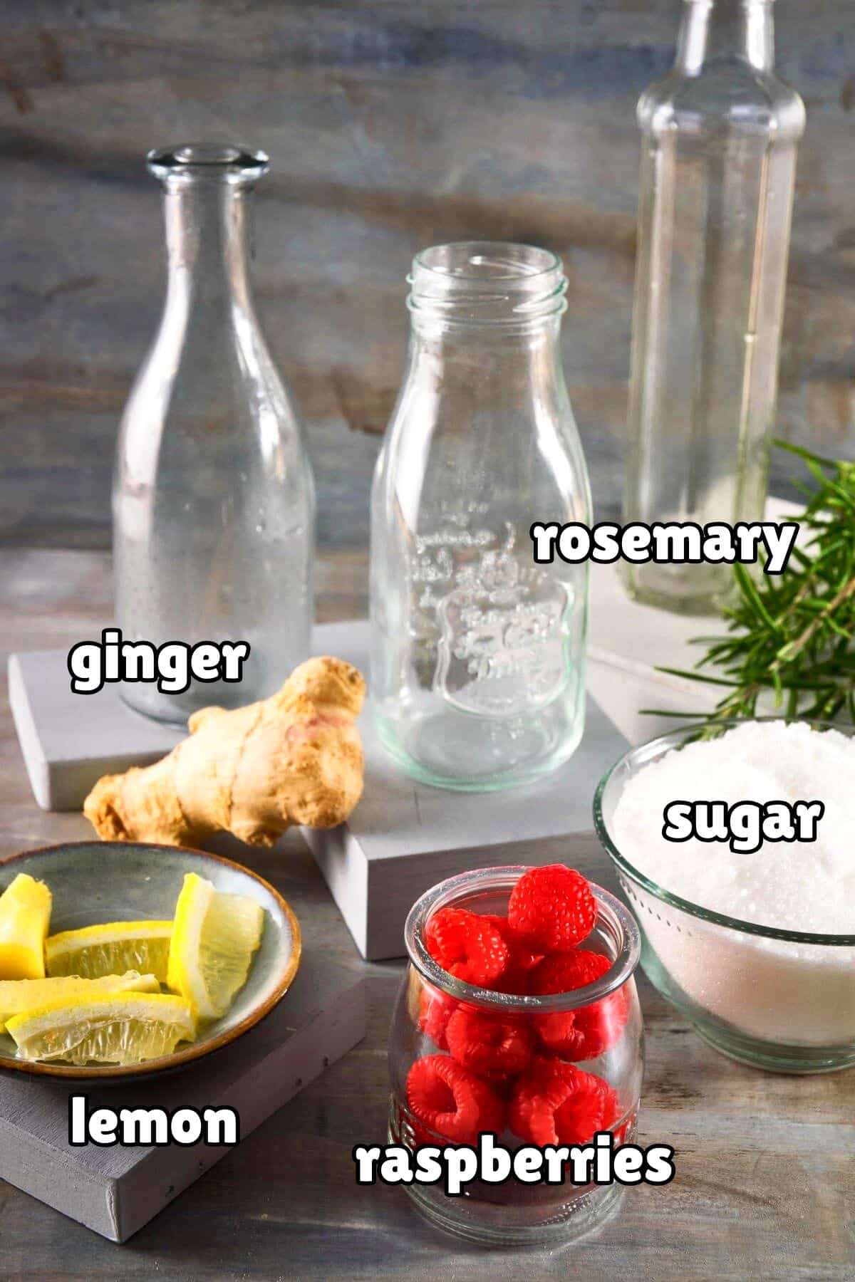 Cocktail syrup ingredients labeled.