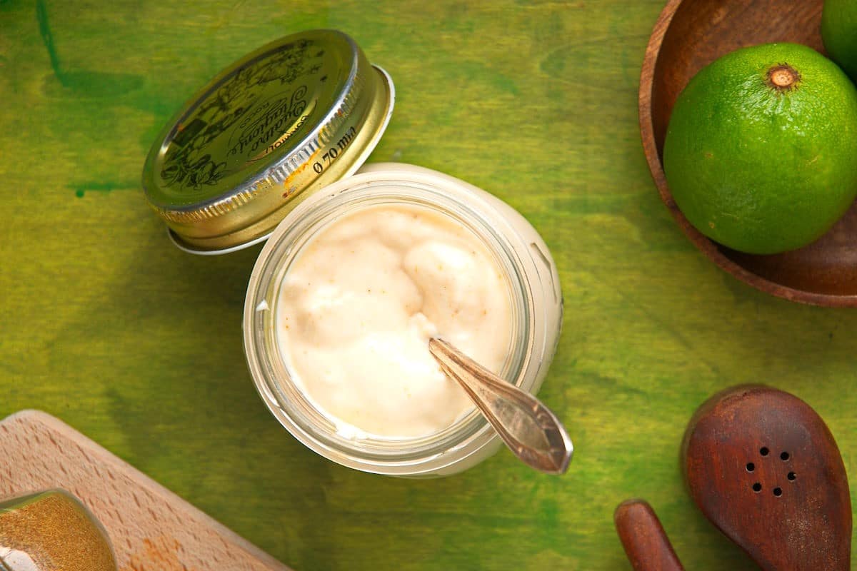 Sweet lime sauce in small jar.