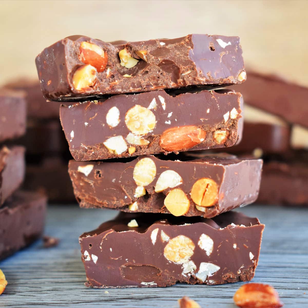 Cuban lunch chocolate bars stacked.