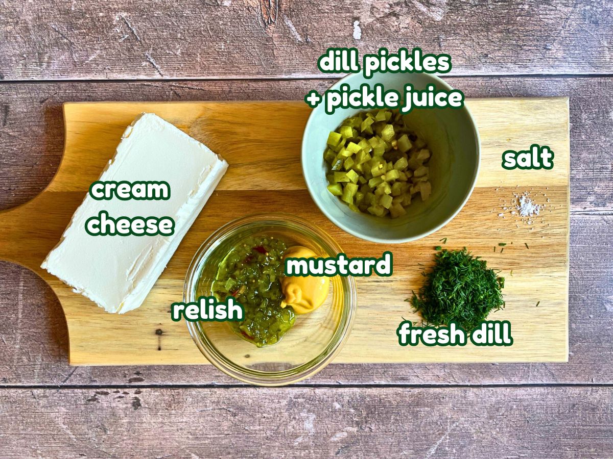 Dill pickle cream cheese spread ingredients.