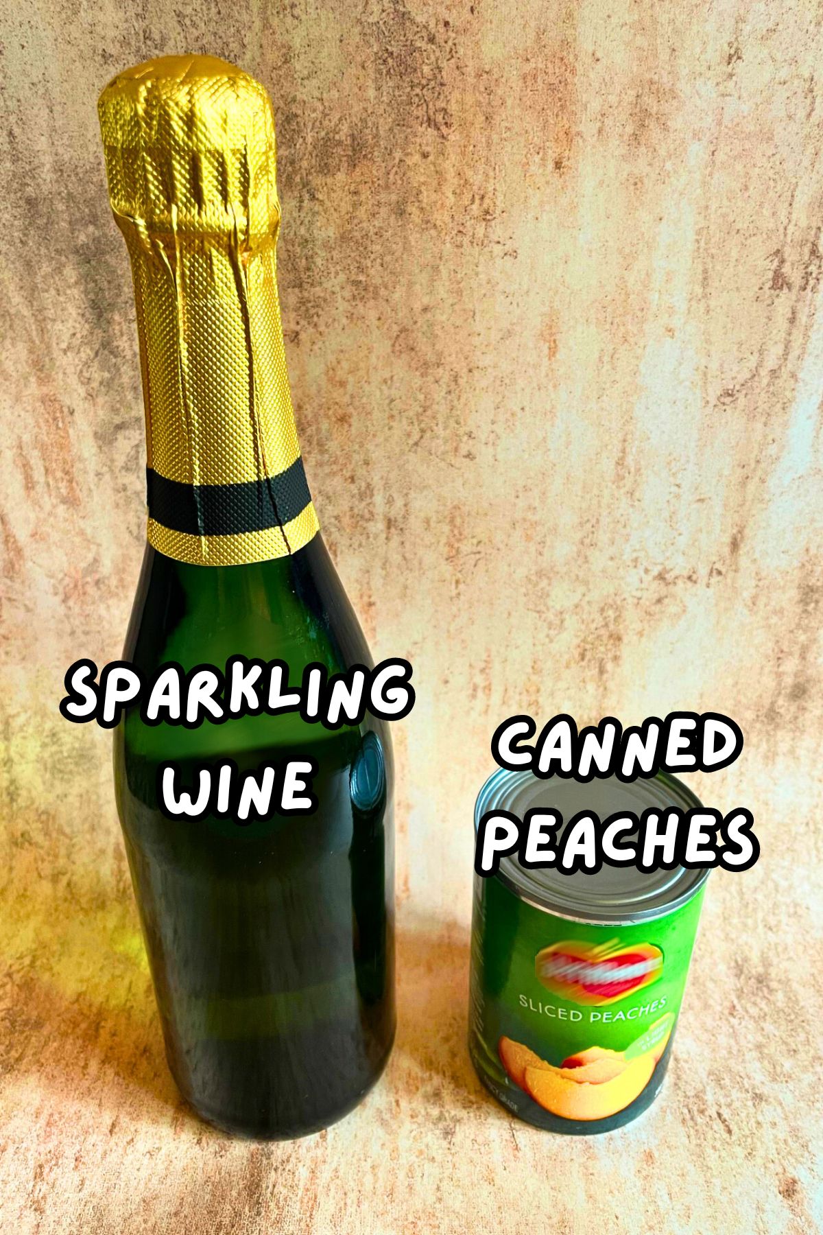 Peach Bellini ingredients labeled.