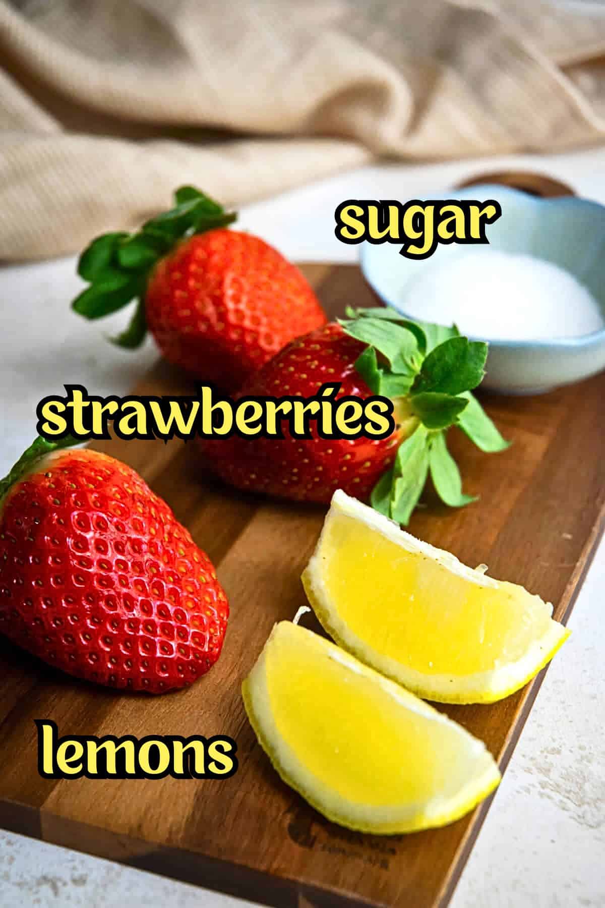 Strawberry pureé ingredients prepped and labeled.