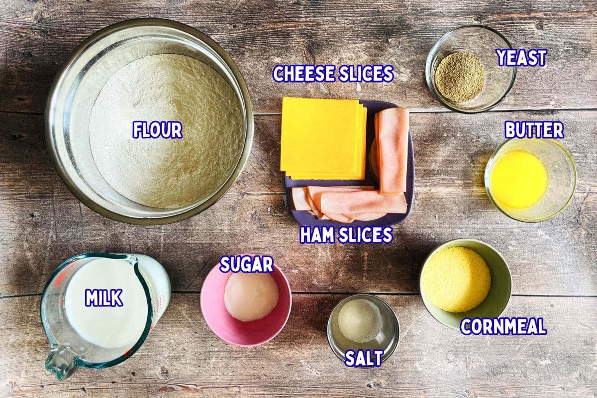 English muffin ingredients prepped and labeled.