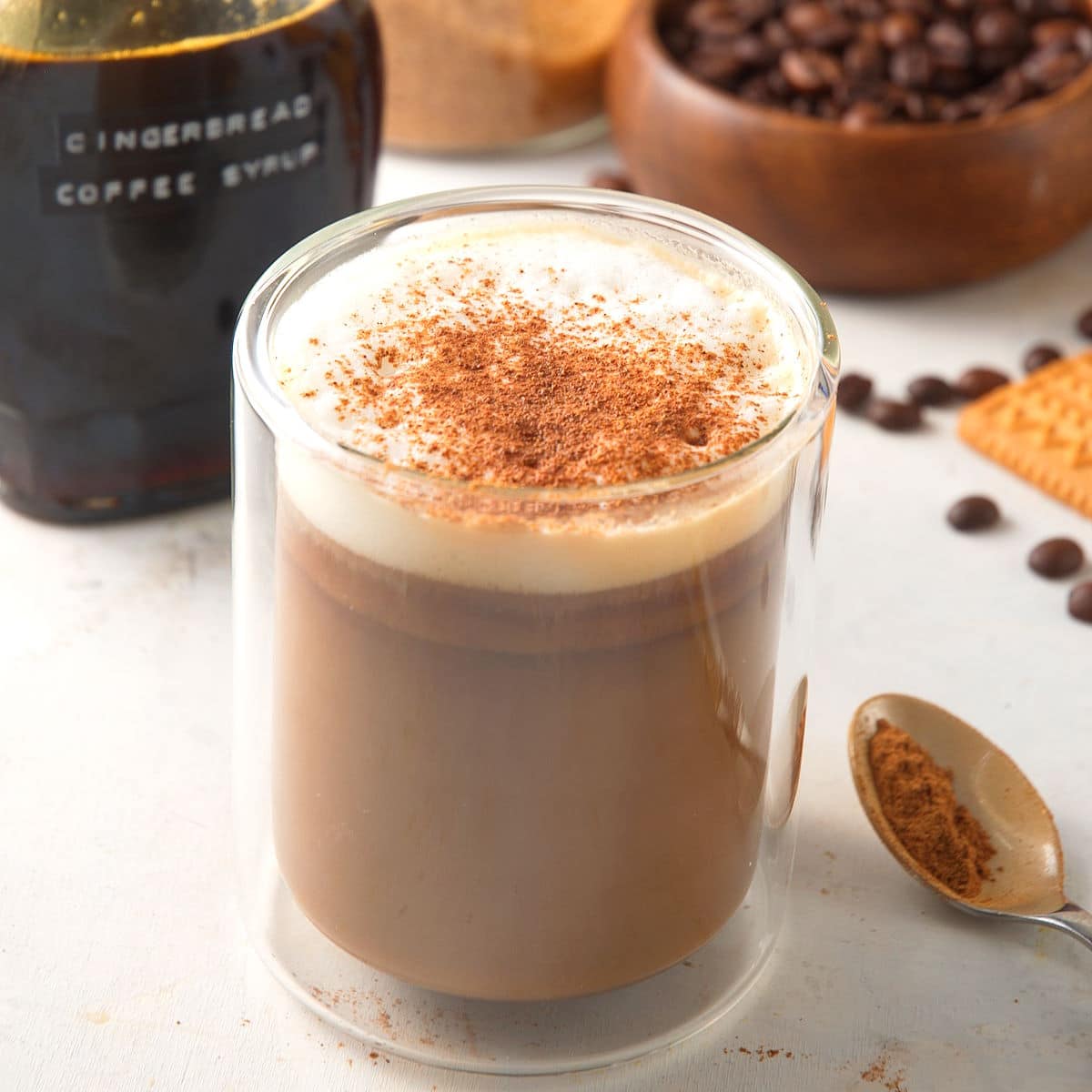 Gingerbread latte and gingerbread coffee syrup.