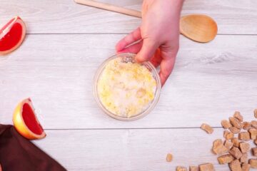 Grapefruit zest and sugar in bowl.