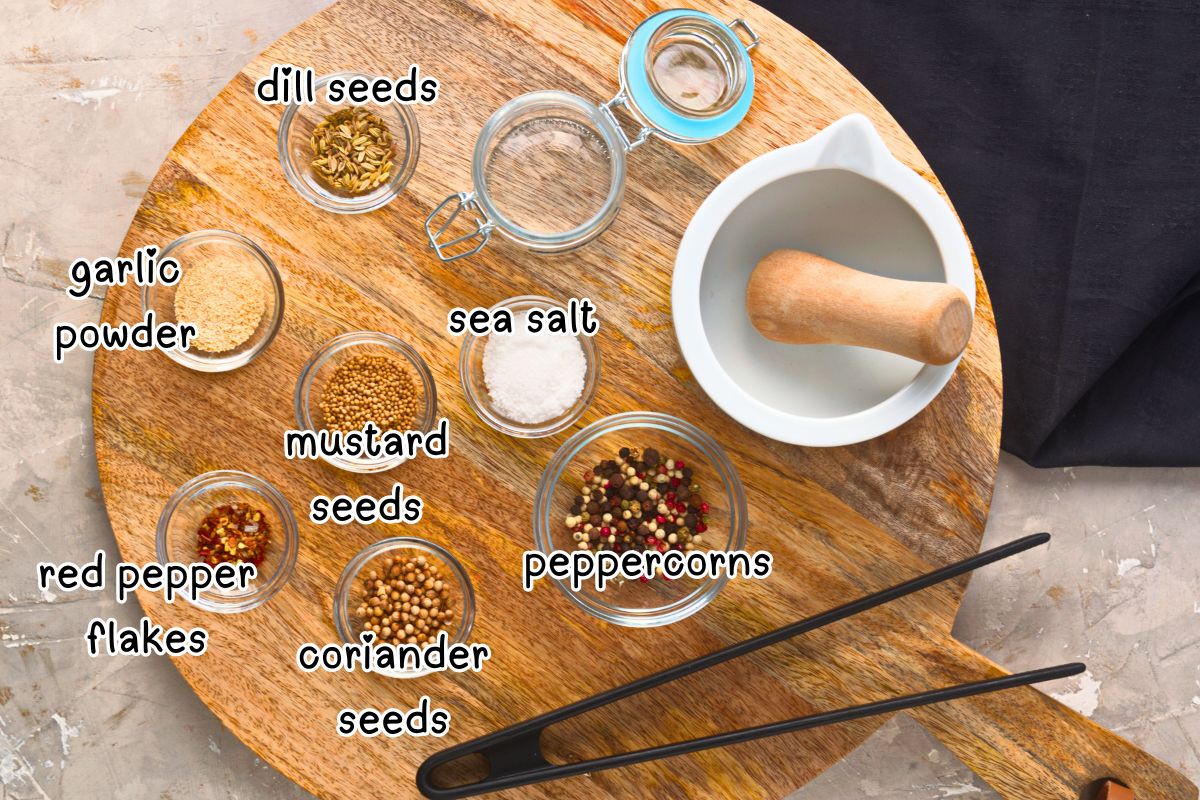 Steak spice ingredients for bison ribeyes labeled.