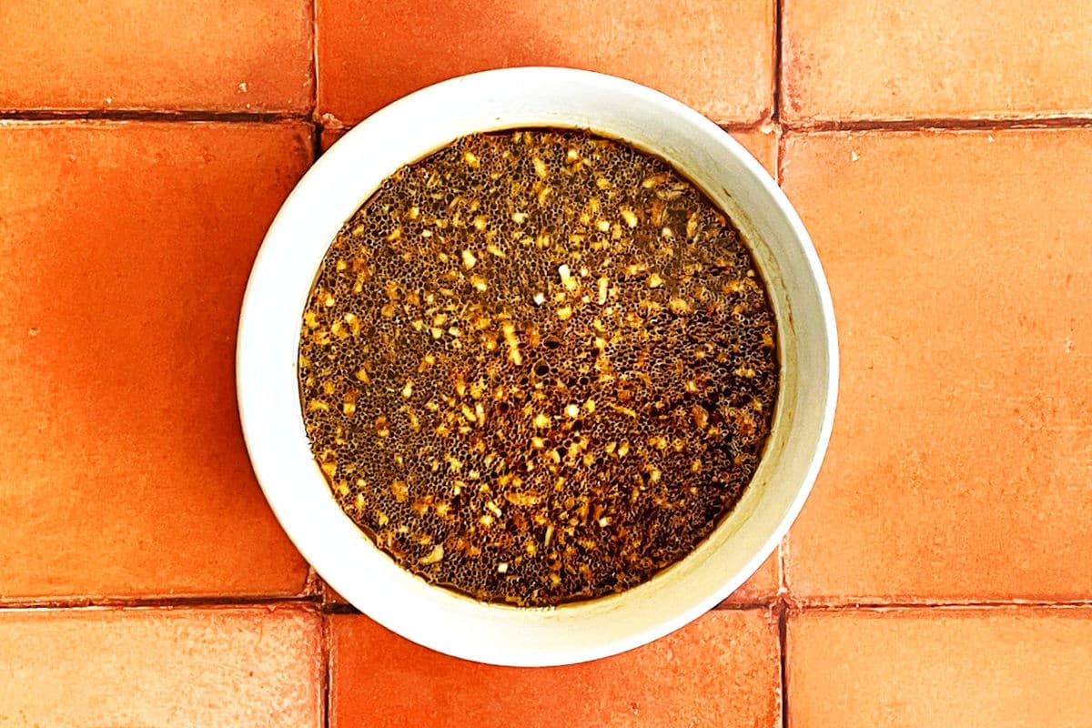 Homemade teriyaki sauce in bowl.