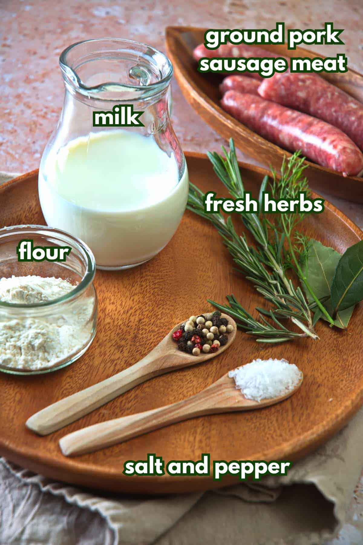 Sawmill gravy ingredients labeled.