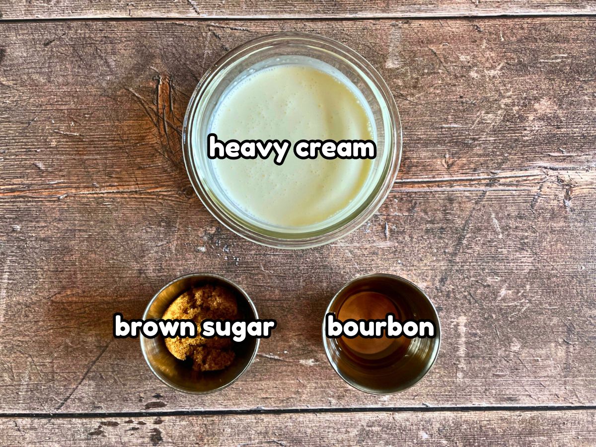 Sweet bourbon whipped topping ingredients labeled.