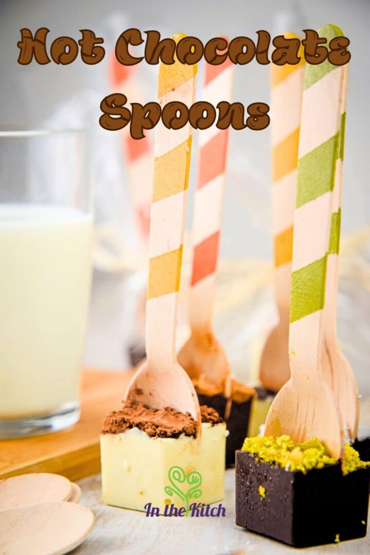 Hot chocolate spoons with toppings.