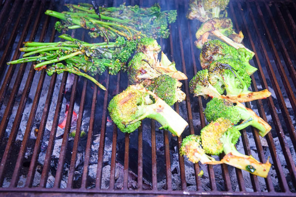 Broccoli and broccolini on the grill.