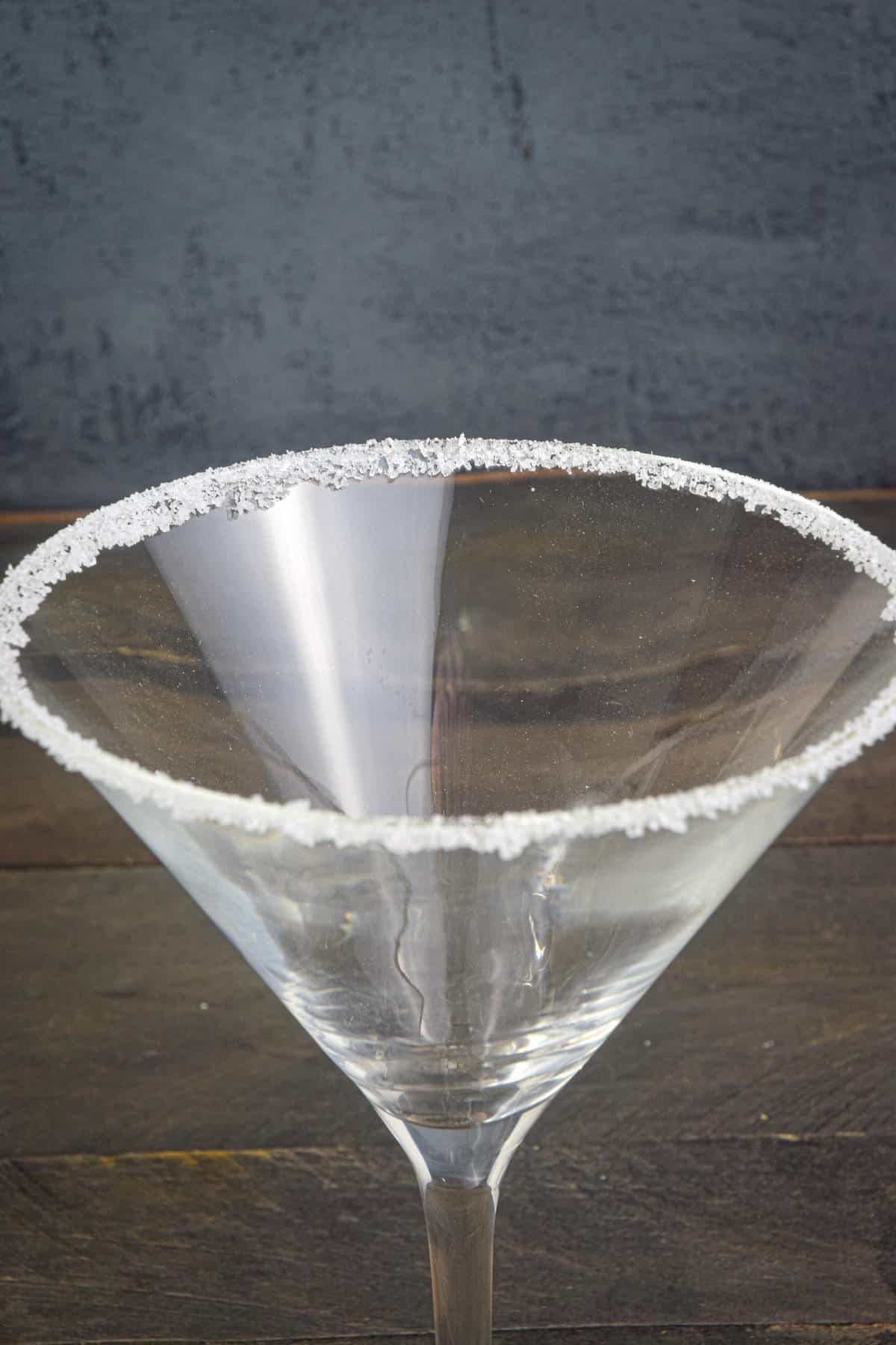 Martini glass with sugar rim.
