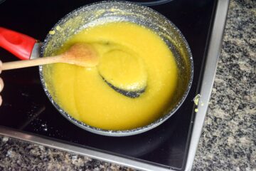 White roux in pan.