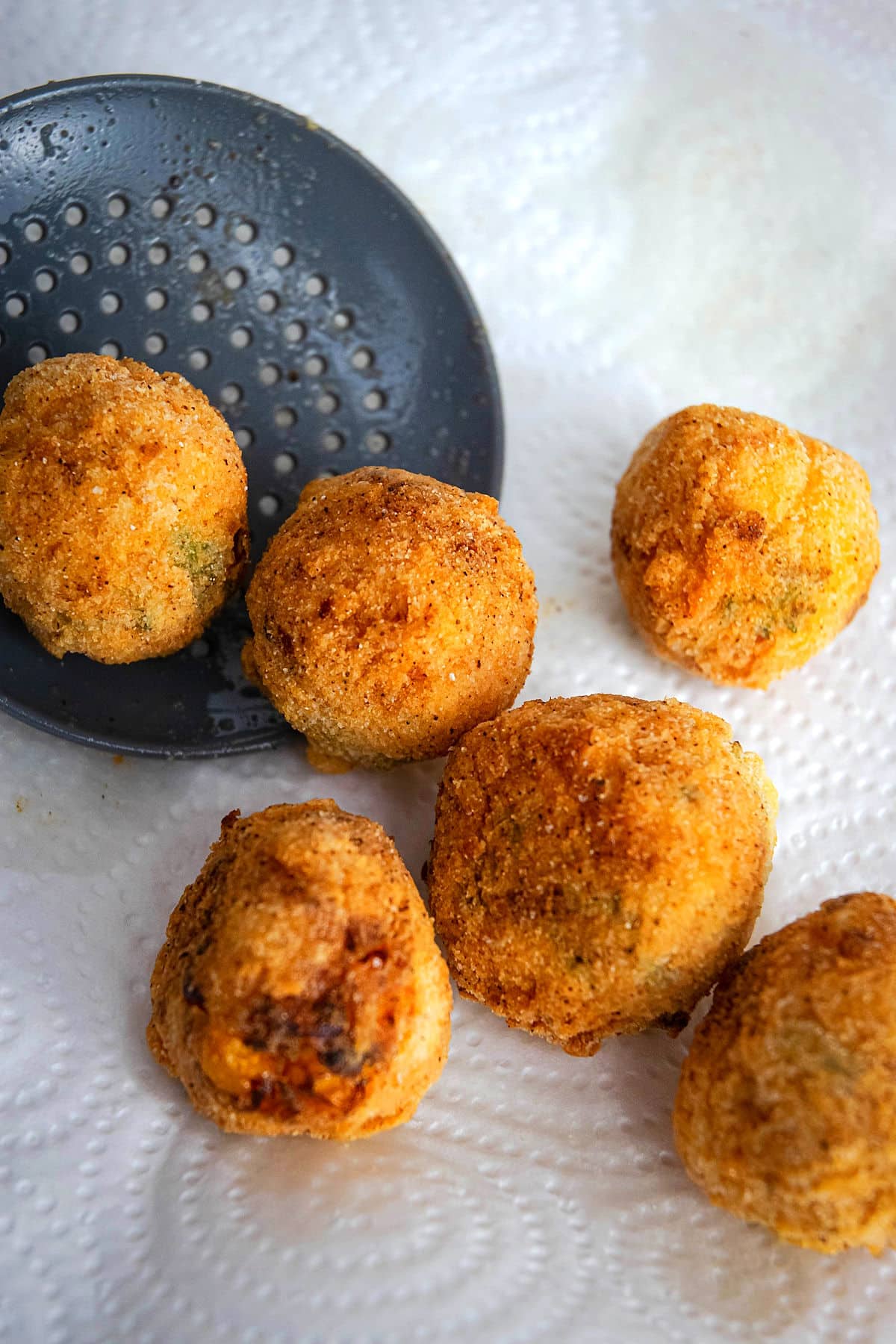 Corn nuggets on paper towel.