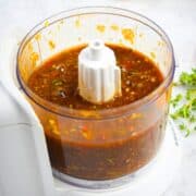 Jerk sauce in food processor.