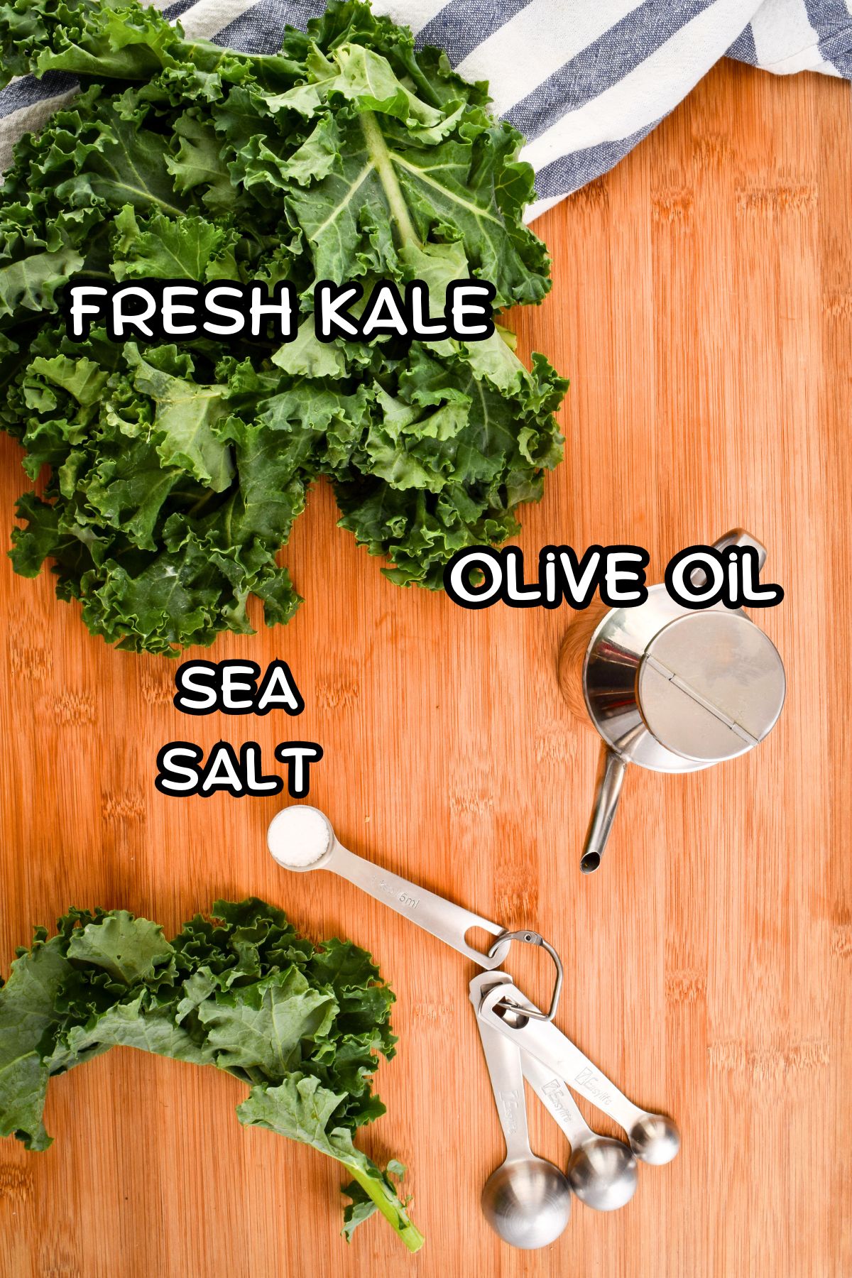 Kale chip ingredients prepped and labeled.