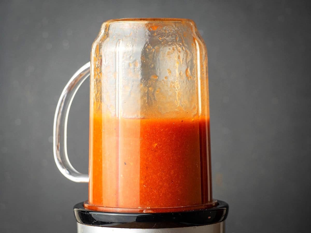 Ketchup mixture in blender.