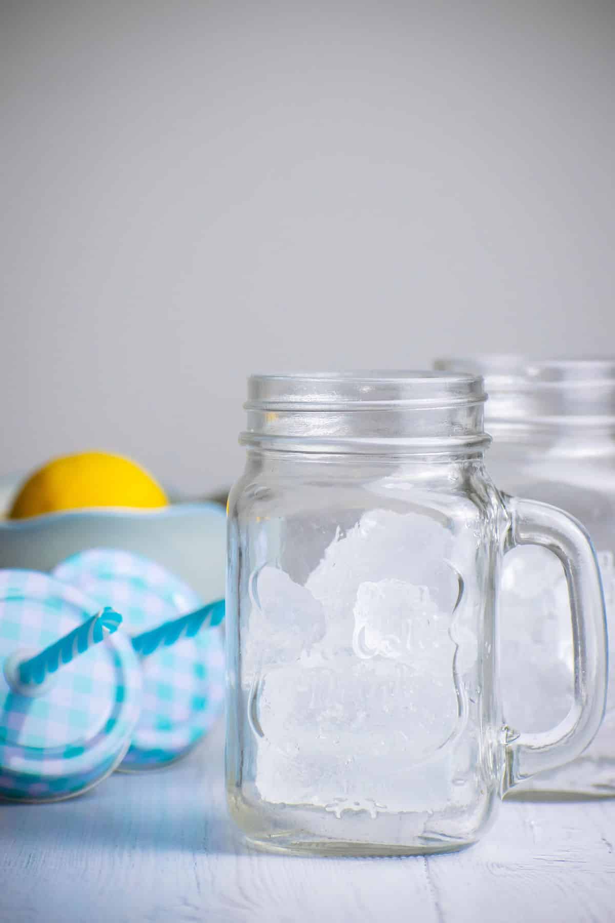 Ice in glass.