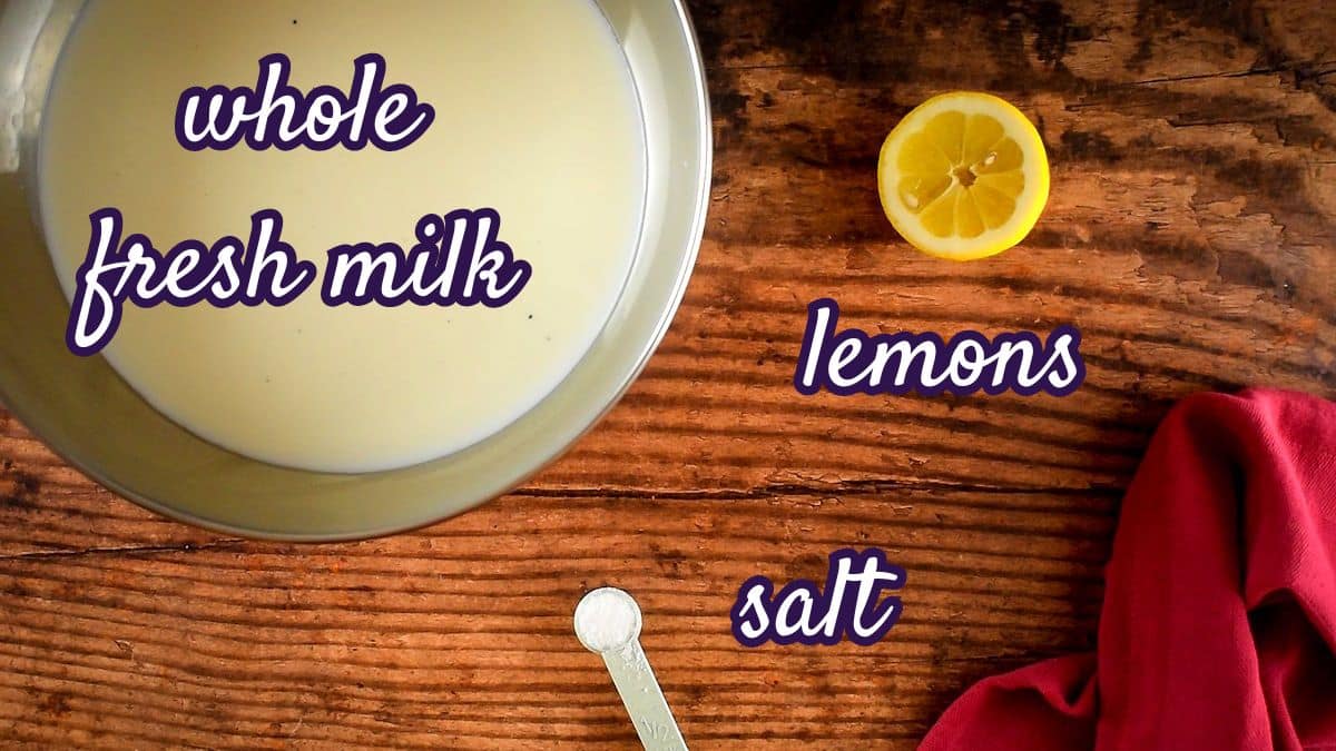 Milk, lemon slice and salt on wooden background.