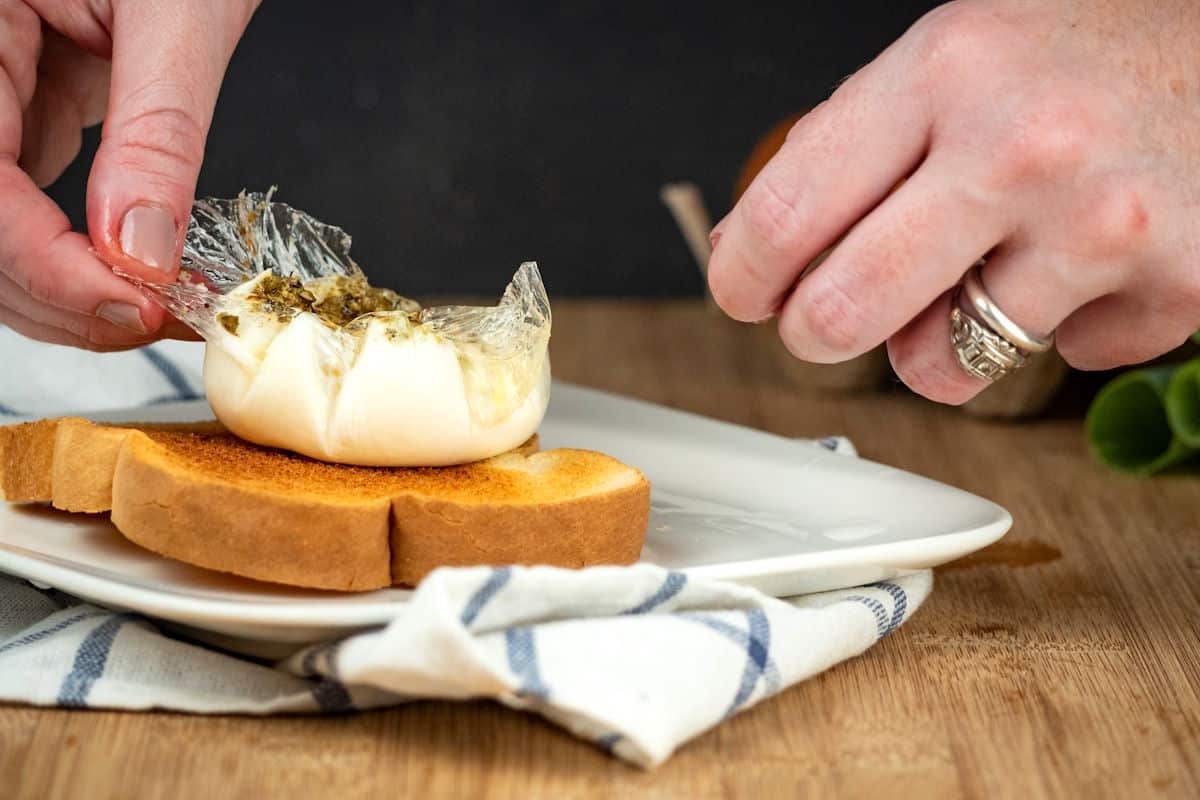Soft boiled sous vide egg over toast.