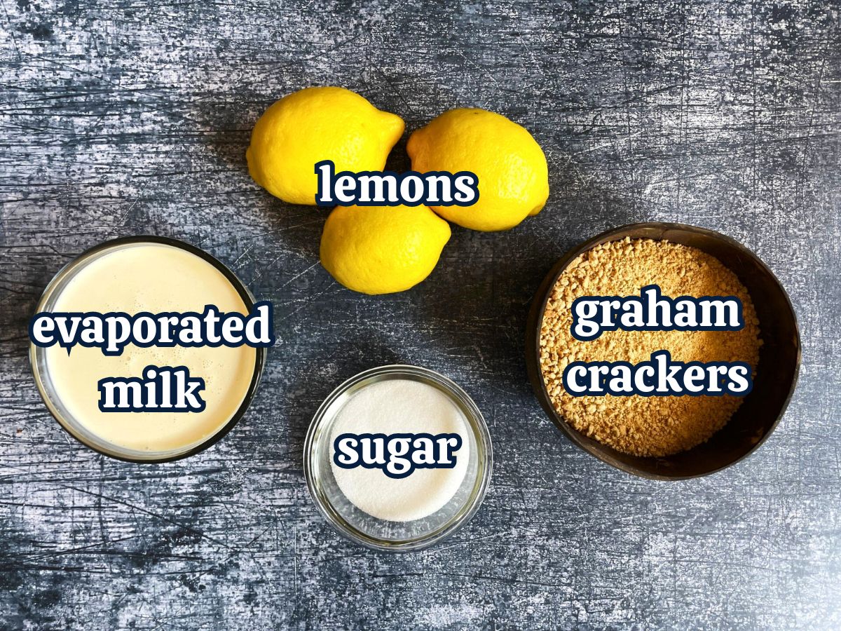 Iced lemon mousse ingredients labeled.