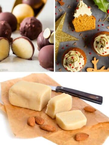 Marzipan recipe treats collage.